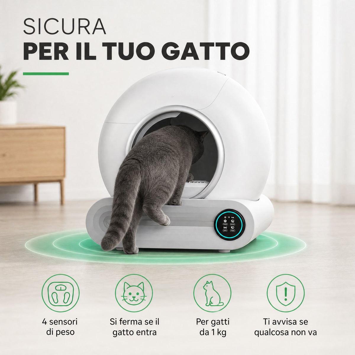 Felìo, sicura per il tuo gatto: 4 sensori di peso